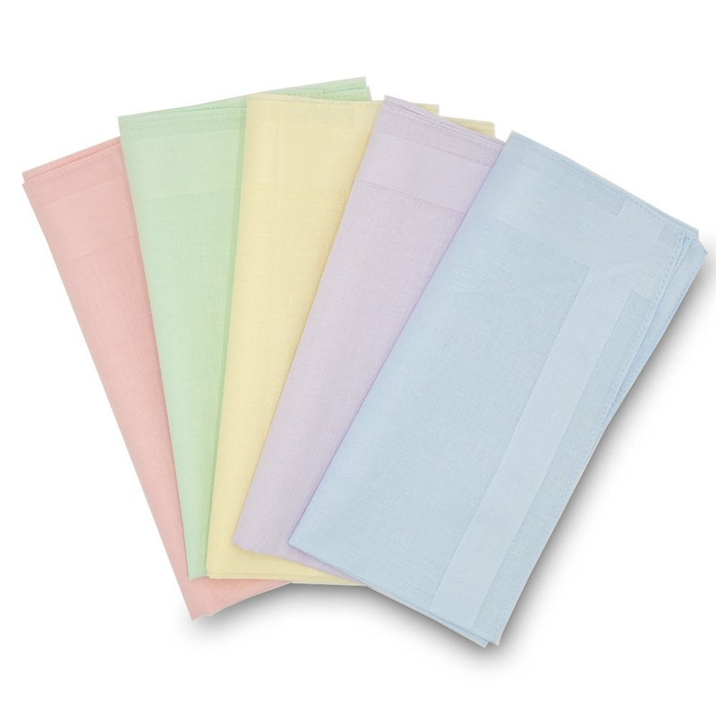 GB Collection GB Women's 100% Cotton Handkerchiefs with Stripe Candy Color 5 Pieces Set - Image 1